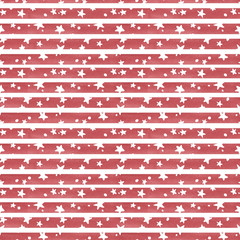Hand painted watercolor illustration 4th of july independence day holiday celebration seamless pattern red stripes white stars - 195325656