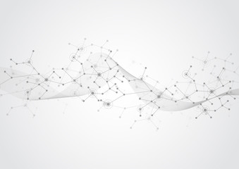 Abstract connecting dots and lines molecule background. Connection science compounds, medical, technology or scientific concept background. Vector illustration