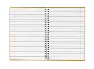 Vector realistic open empty lined paper notebook isolated on white background