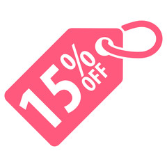15 percent Off tag. Vector illustration.