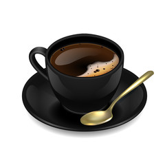 Black cup of coffee. Vector clip art illustration.