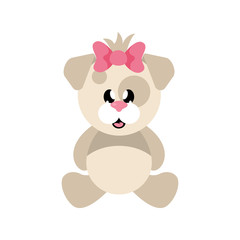 Fototapeta premium cartoon cute dog girl sitting with bow