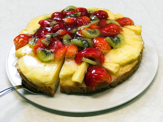 Fruitcake with strawberry pineapple and kiwi