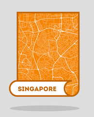 Singapore map. Road.