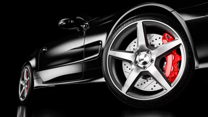 Foto op Canvas Black luxury car in studio lighting. 3d © Oleksandr Delyk