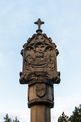 Top of the monument in Lluc close-up side view, Mallorca. Spain 05.01,2017