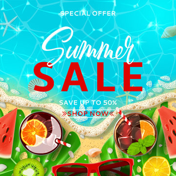 Summer sale promo background template