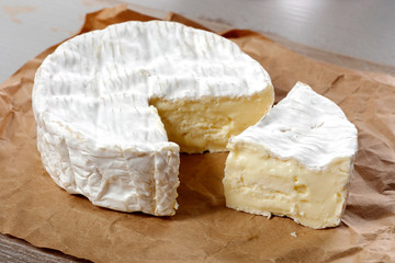 Camembert cheese traditional Normandy French, dairy product - obrazy, fototapety, plakaty