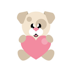 cartoon cute dog with heart