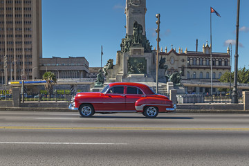 Vintage car in front of Parque Antonio Maceo in Havana