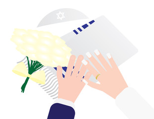 Jewish wedding vector illustration isolated
