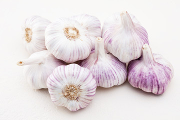garlic bulbs on white background