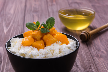 Cottage cheese with pumpkin slice