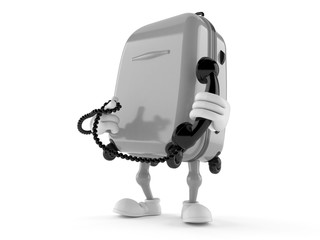 Suitcase character with telephone handset