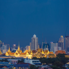 grand palace and bangkok city in background , Thailand , Southeast asia
