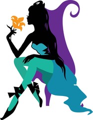 Elegant graphic silhouette of a woman