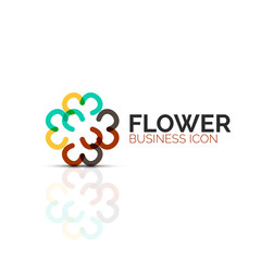 Abstract flower or star minimalistic linear icon, thin line geometric flat symbol for business icon design, abstract button or emblem