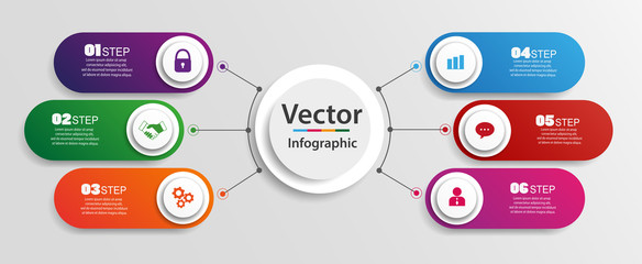 Timeline infographics design vector and marketing icons can be used for workflow layout, diagram, annual report, web design. Business concept with 6 options, steps or processes. Vector eps 10