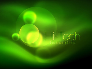 Blurred neon glowing circle, hi-tech modern bubble template, techno glowing glass round shapes or spheres. Geometric abstract background