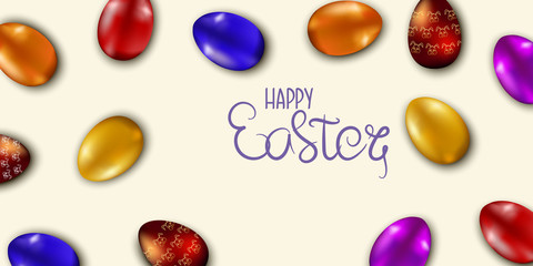 Happy Easter Banner. Vector Illustration.