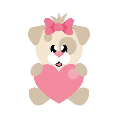 cartoon cute dog girl with heart
