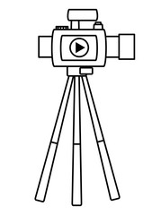 VIdeo camera on the tripod icon over white background, vector illustration