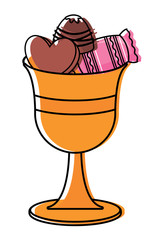 cup with candies over white background, colorful design. vector illustration