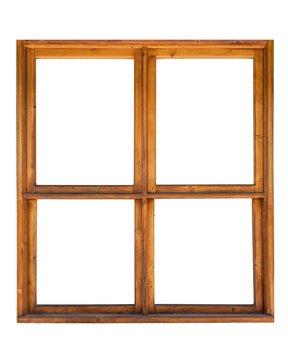Frame of a wooden window isolated on white background