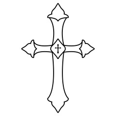 Religious Cross icon over white background, vector illustration