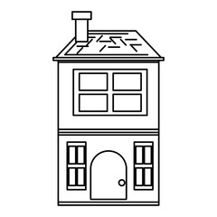Two floors house icon over white background, vector illustration