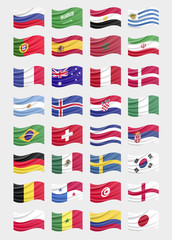 Soccer flags participant with wave effect.