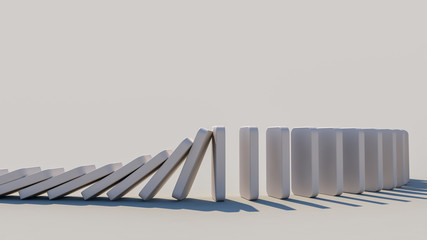 domino effect in action(3d rendering)