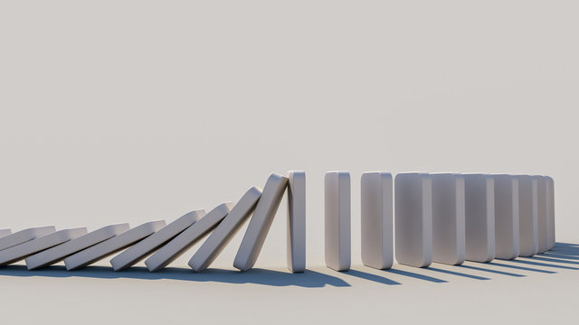 domino effect in action(3d rendering)