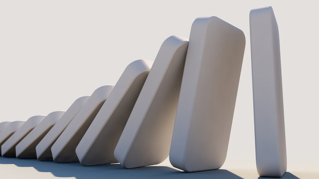 domino effect in action(3d rendering)
