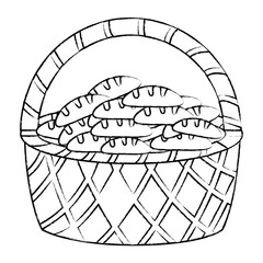 Basket with breads over white background vector illustration