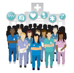 serious nurse group vector concept