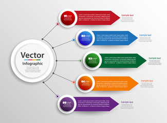 Timeline infographics design can be used for workflow layout, diagram, annual report, web design. Business concept with 5 options, steps or processes. Vector eps 10