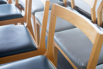 Close up of wooden chairs