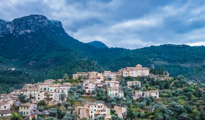 Fototapeta na wymiar Deia a beautiful village in a remote valley in the Serra Tramuntana mountain range, Majorca (Mallorca), Balearic Islands, Spain.