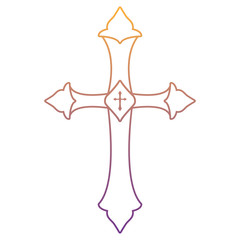 Religious Cross icon over white background, colorful design. vector illustration