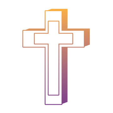Religious Cross icon over white background, colorful design. vector illustration