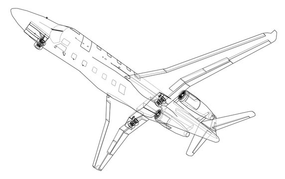 Airplane blueprint. Vector