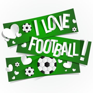 I Love Football Design With Hearts On Red Background vector illustration