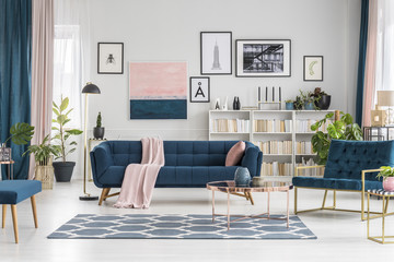 Pastel living room with gallery