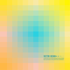 Abstract background with rhythmic overlapping squares. Transition and gradation of color. Vector blend gradient for illustrations, covers and flyer. Pixel blue, yellow.