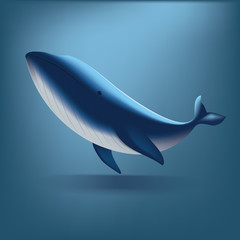 Under the ocean with Queen Whale, Illustration cartoon flat design
