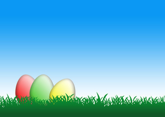 Easter eggs on a blue background