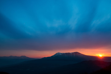 Scenic sunset in the mountains