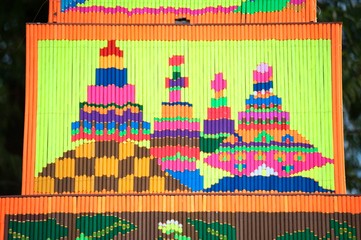 Patterns of ornamental incense in parade of incense Buddhist tradition merit action festival .