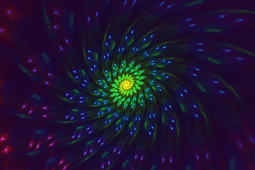 Fractal flower swirling out from center in bright colors